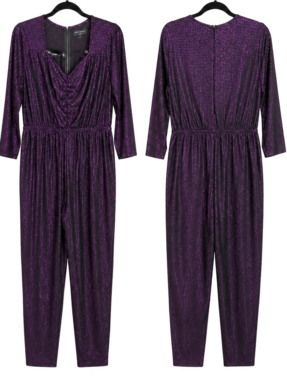 Lane Bryant Deep Purple Sparkle Wrap-Front Jumpsuit - Picture 2 of 2